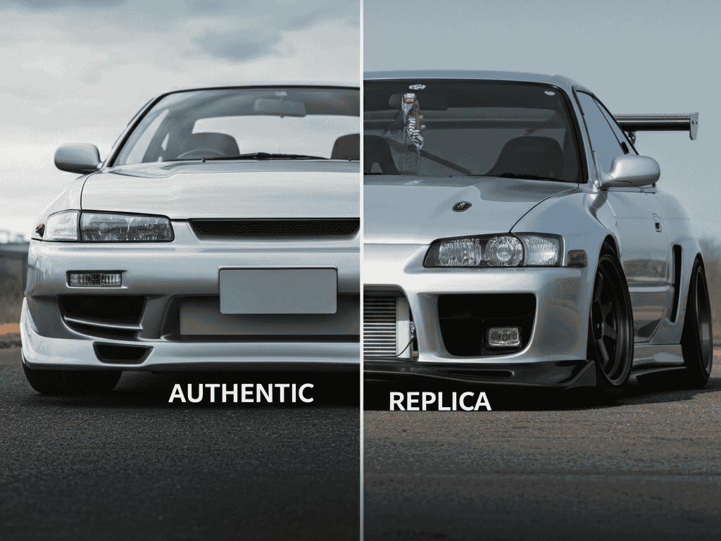 “Infographic comparing authentic JDM imports vs replicas”