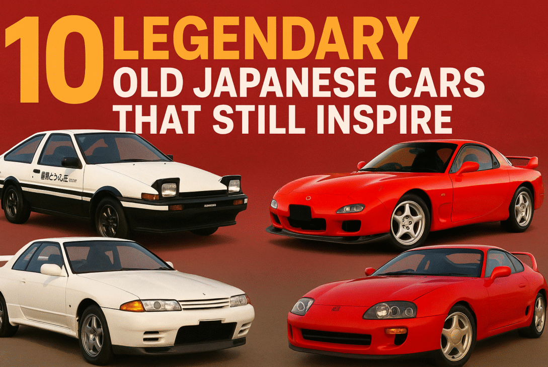"Collage of 10 legendary old Japanese cars showcasing timeless JDM classics that continue to inspire car enthusiasts worldwide."