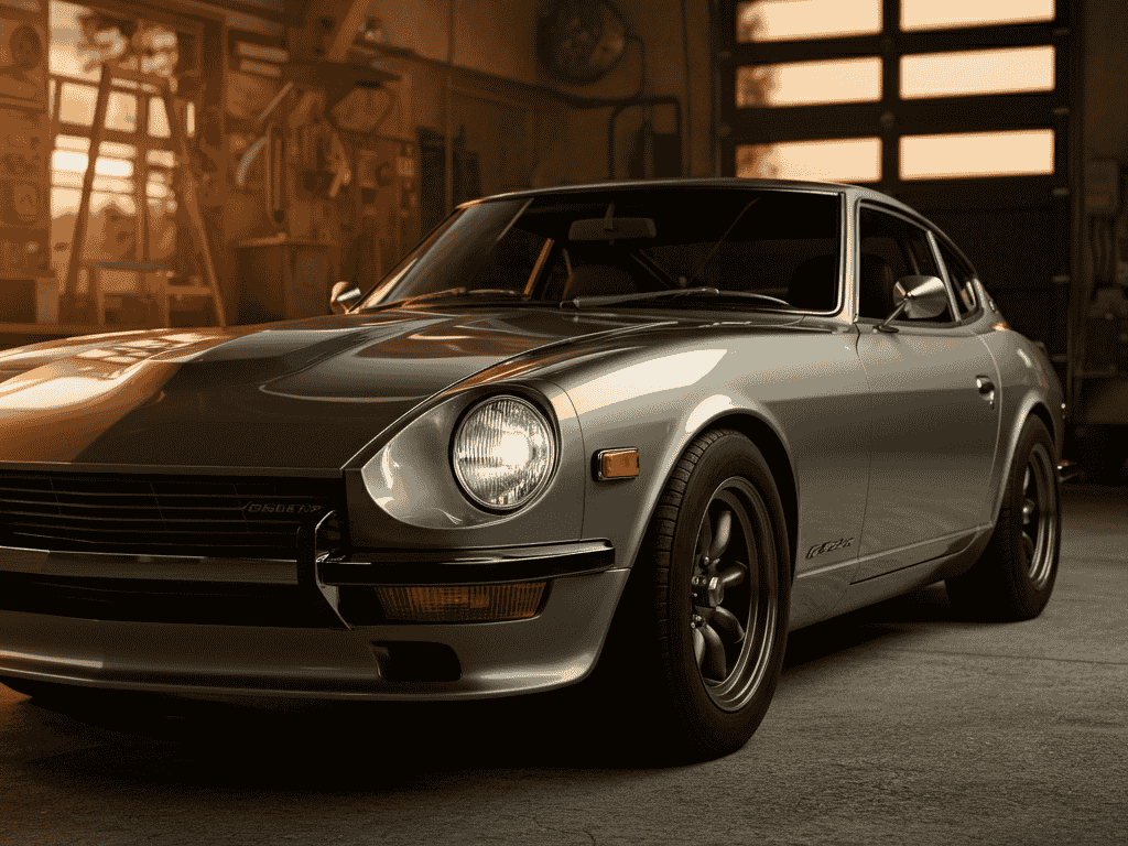Classic Datsun 240Z with inline-six engine, Old Japanese Car heritage”